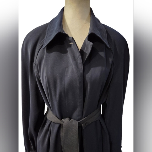 Jones New York Long Blue Trench Coat Size 12 - Picture 2 of 6